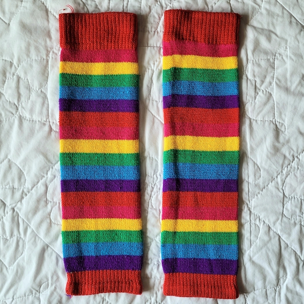 2/$20 🍀 Vintage Y2K Rainbow Striped Leg Warmers